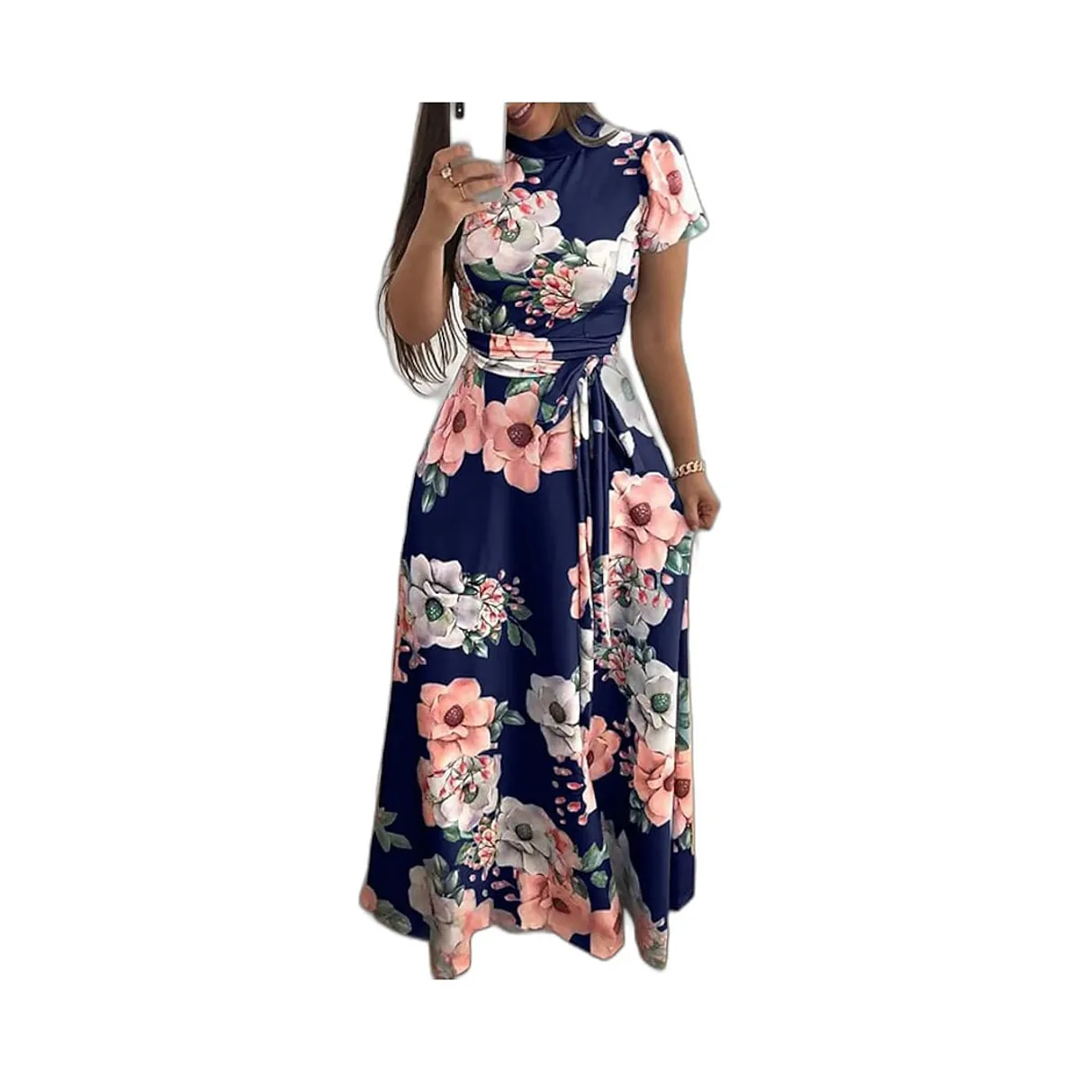 EDWINAYY - Vestido Largo Casual Con Estampado Para Fiesta Salida Floral