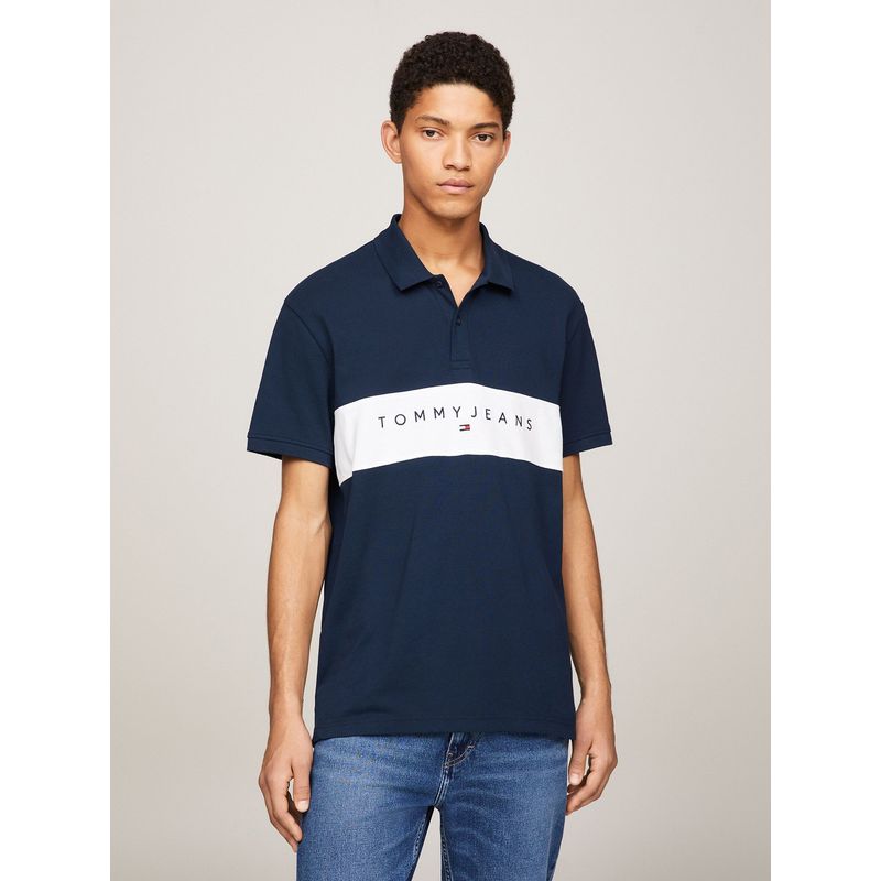 TOMMY HILFIGER - POLO REGULAR FIT LINEAR LOGO AZUL TOMMY JEANS