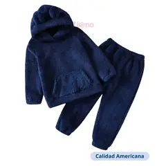 JUMP KIDS - Set Invierno 2 Piezas Polerón Capucha y Pantalón NiñoNiña Azul Oscuro