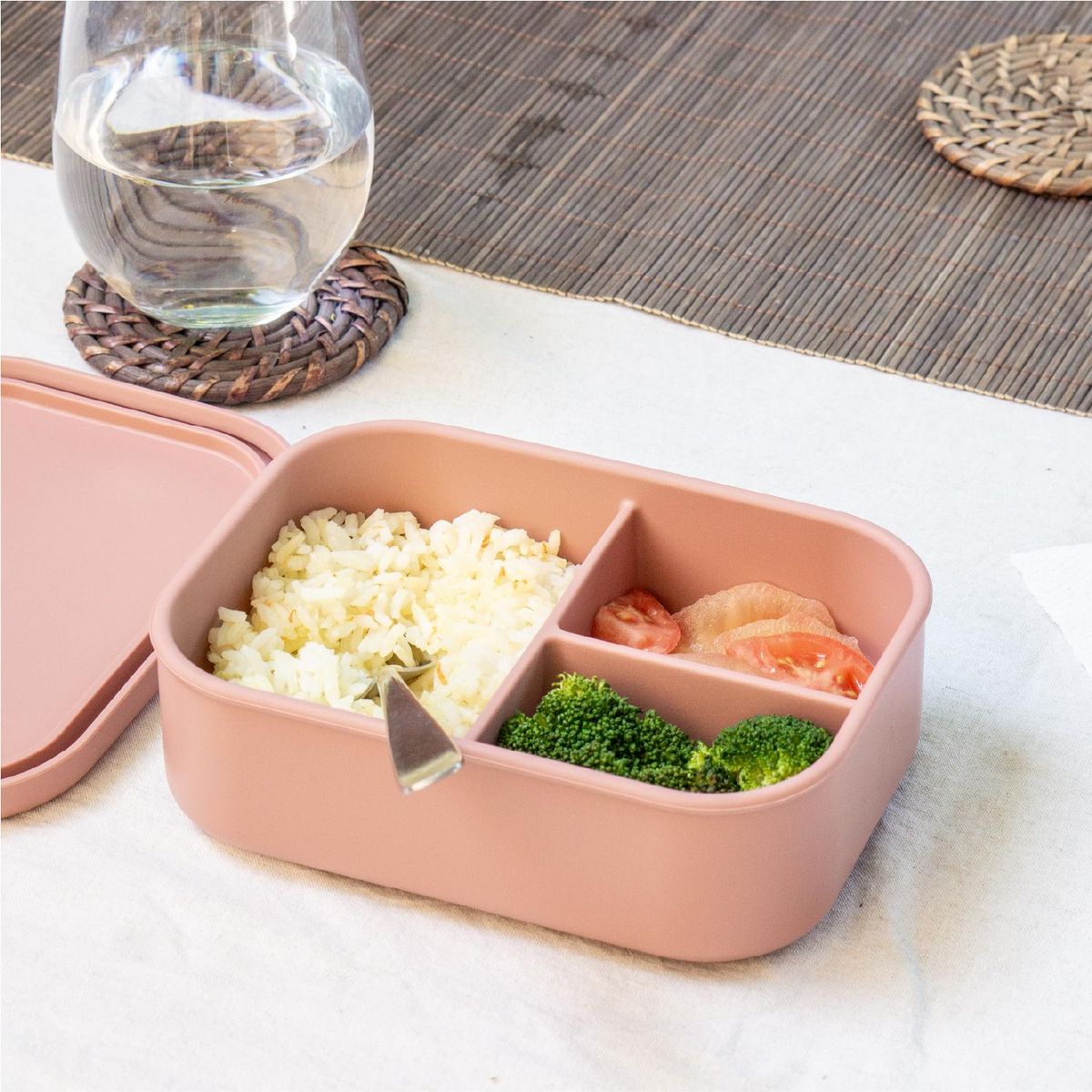 SIMPLIT - Contenedor Plástico Hermético Bento Box Beige - Rojo
