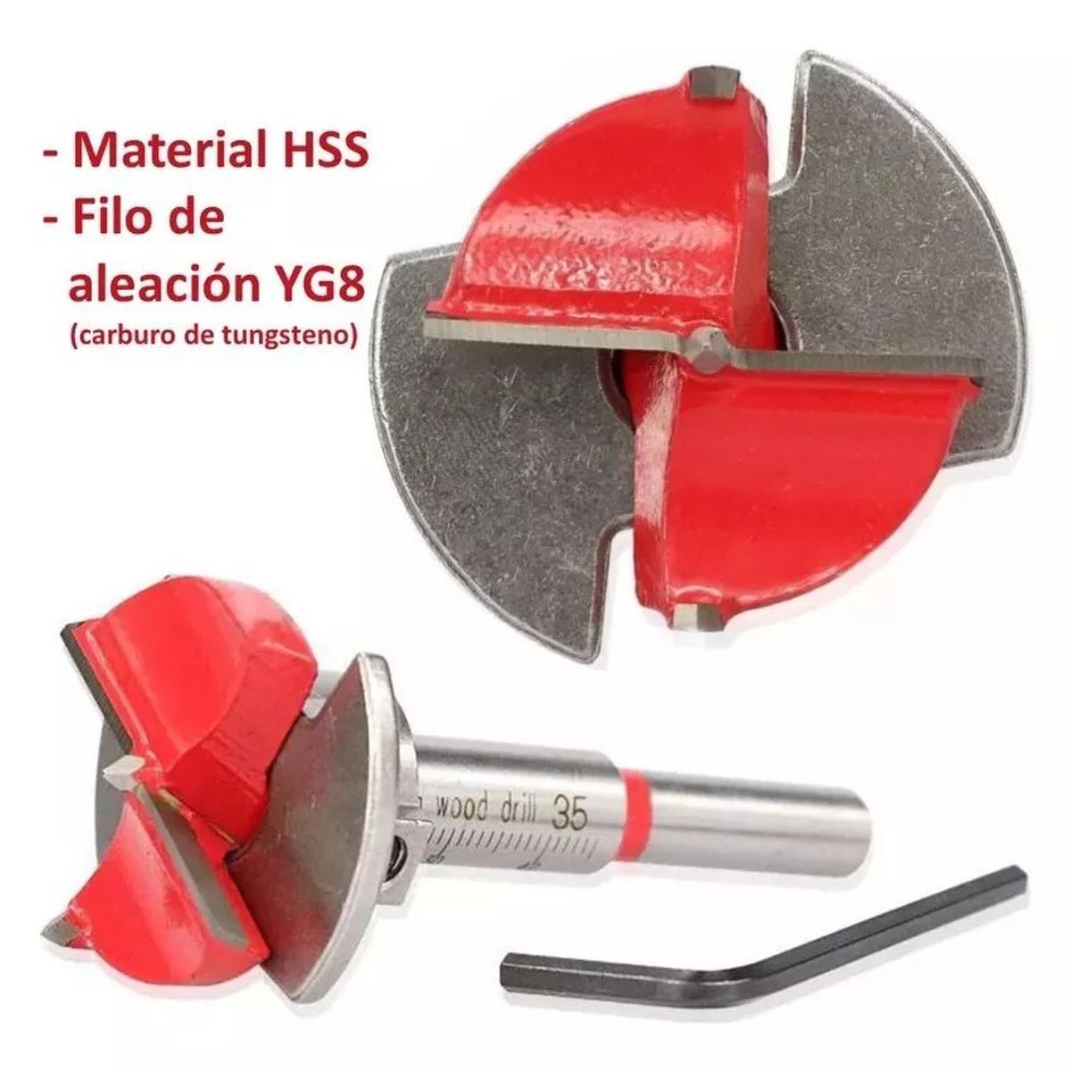 KUANGYE - 5 Brocas Forstner Profundidad Ajustable Bisagra Madera