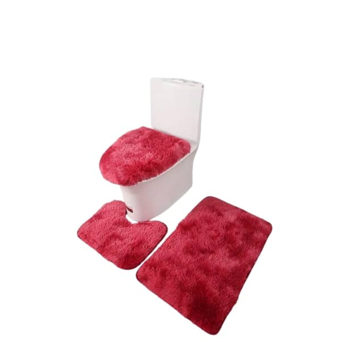 GENERICO - Set de Baño Peludos De Color Rojo Japeado3 Piezas TF