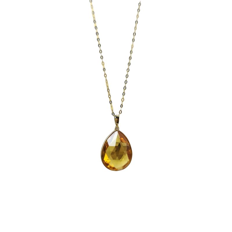 LUXURYJOYAS - Collar Oro 18k Sólido Con Piedra Citrino 12x16 Mm LUXURYJOYASCL
