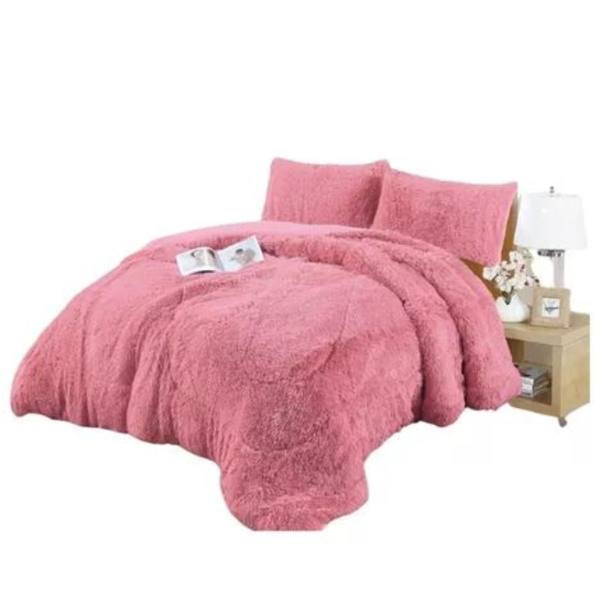 GENERICO - Cobertor Plumón Invierno Chiporro Liso Peludo Cama 2 Plazas ROSA