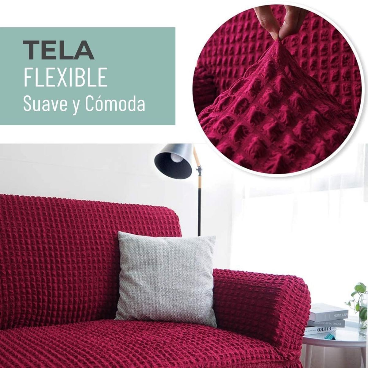 CASATUA - Funda Sofa Elastica Protector Cubre Sillon Turco 3 Cuerpos - Terracota