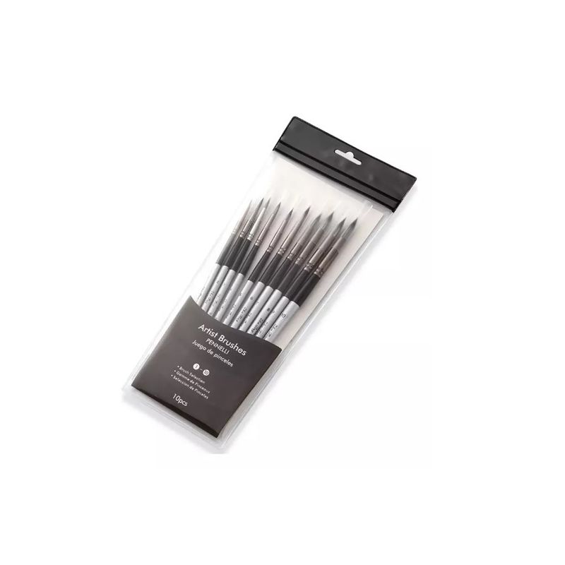 GENERICO - Set 10 Pinceles Punta  Nylon Óleo Acuarela  Profesionales
