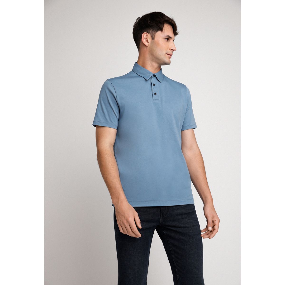 PERRY ELLIS - Polera Hombre Polo Lisa Azul Medio Perry Ellis