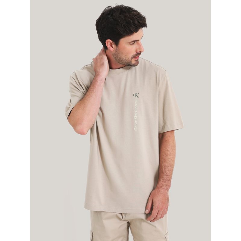 CALVIN KLEIN - Polera Vertical Institutional Beige Calvin Klein