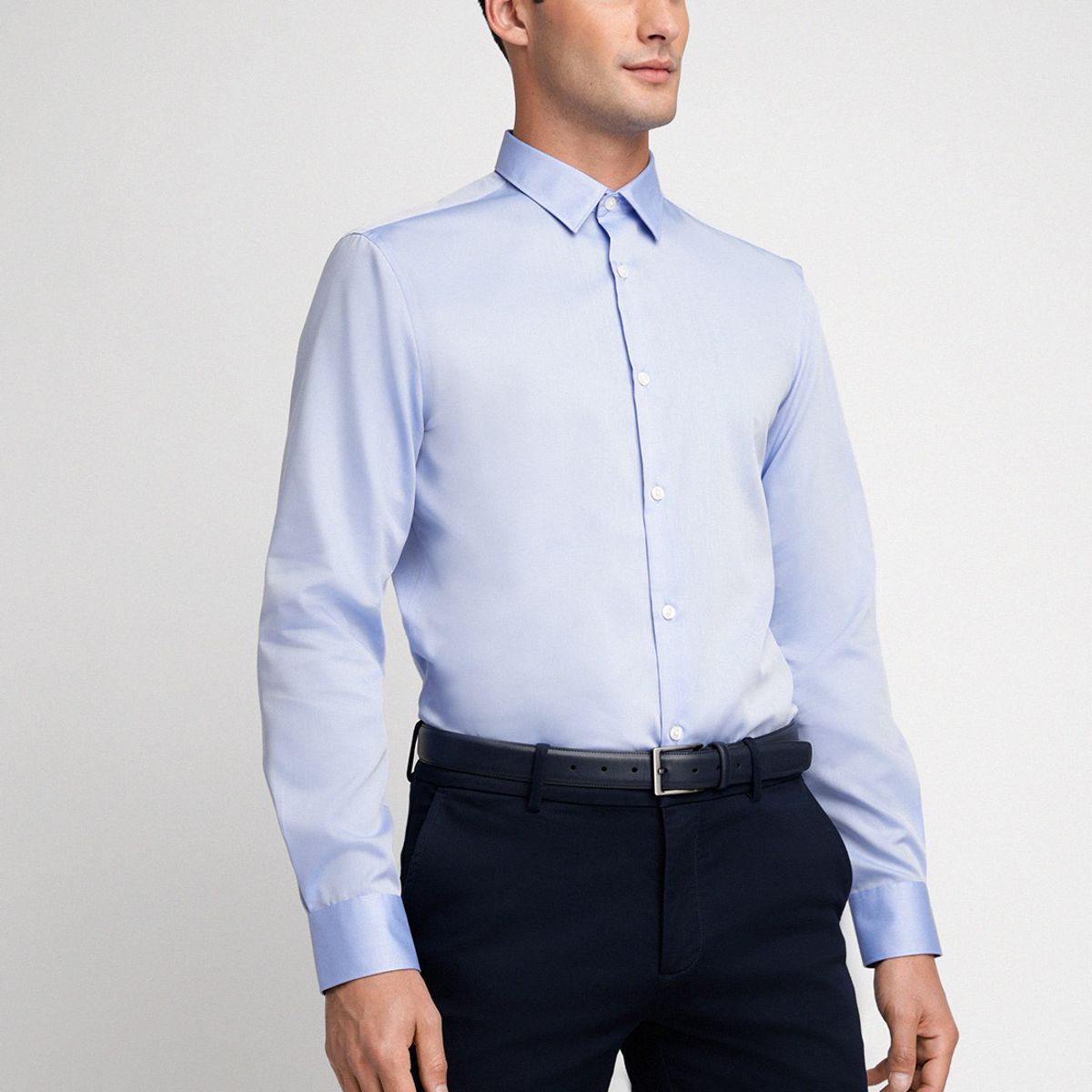 PERRY ELLIS - Camisa Hombre Formal Non Iron (No Se Plancha) Celeste Medio