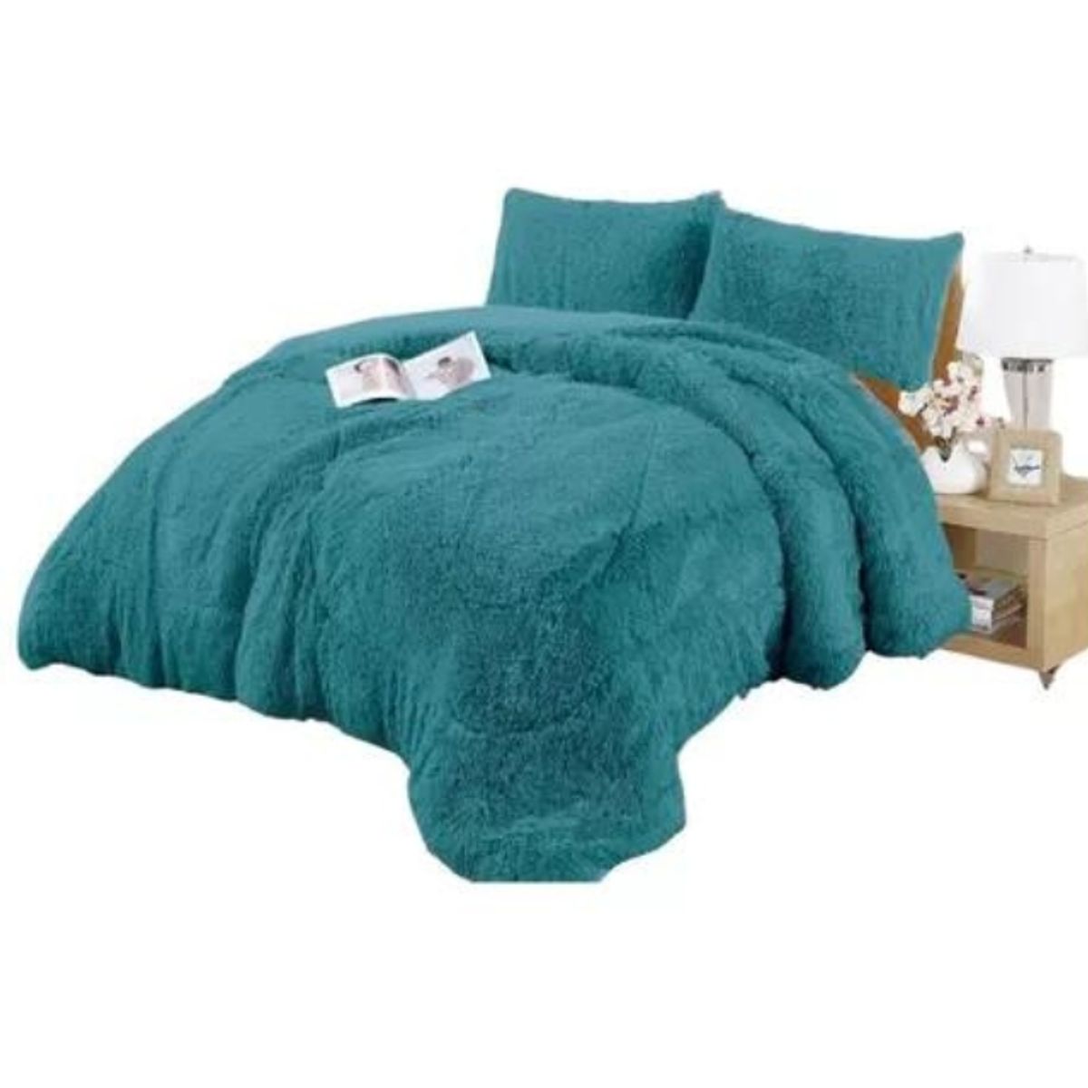 GENERICO - Cobertor Plumón Invierno Chiporro Liso Peludo Cama 2 Plazas TURQUESA