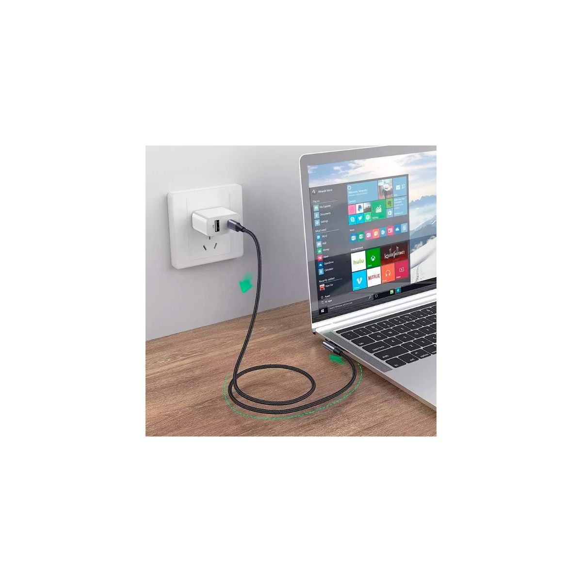 GENERICO - Cable Usb 100w Tipo C A Tipo C Pd Qc4.0 5a Codo 90° 2 Metros