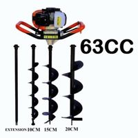 Ahoyador Barreno 63cc + 3 Brocas + extension - Profesional