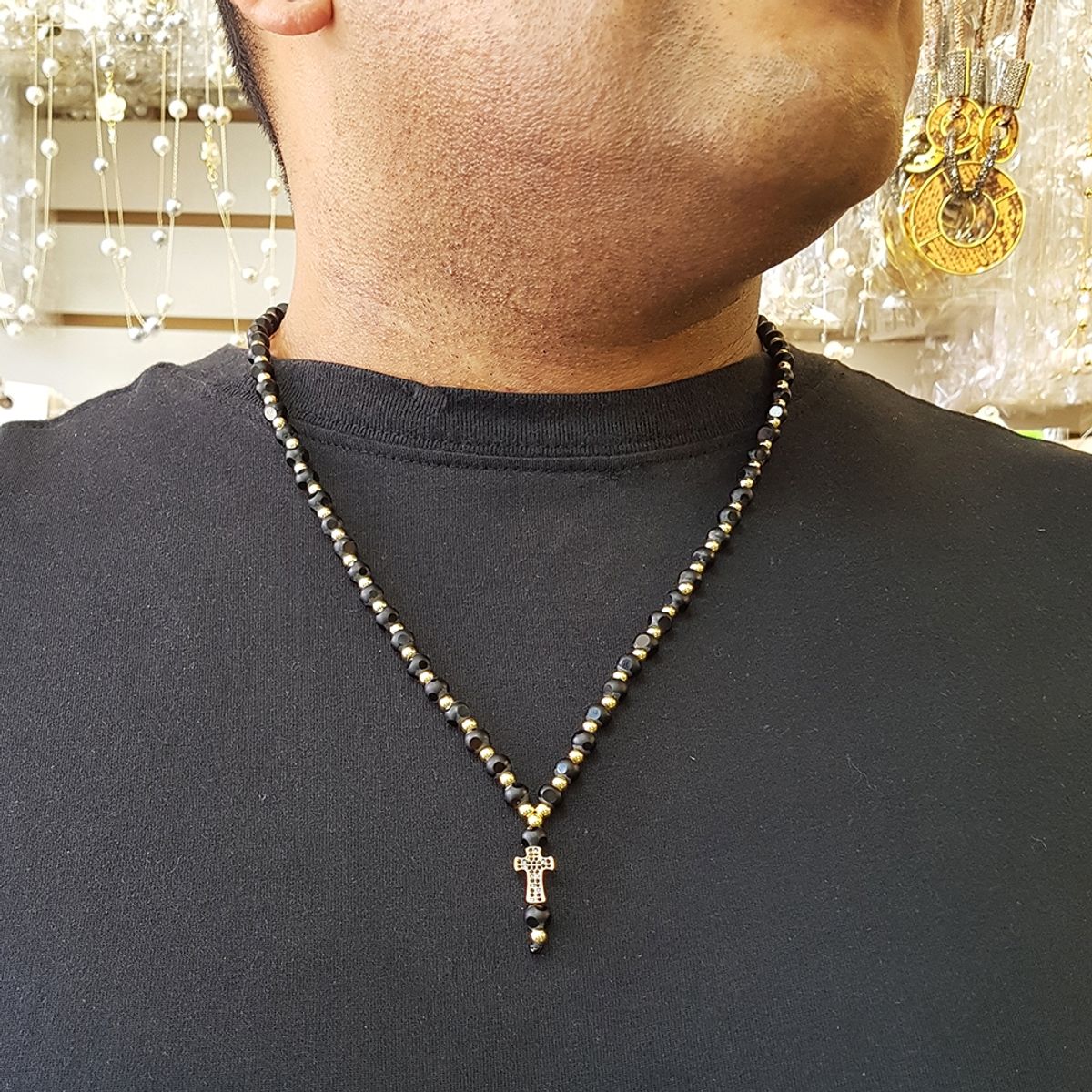GENERICO - Collar De Hombre Cruz Piedra