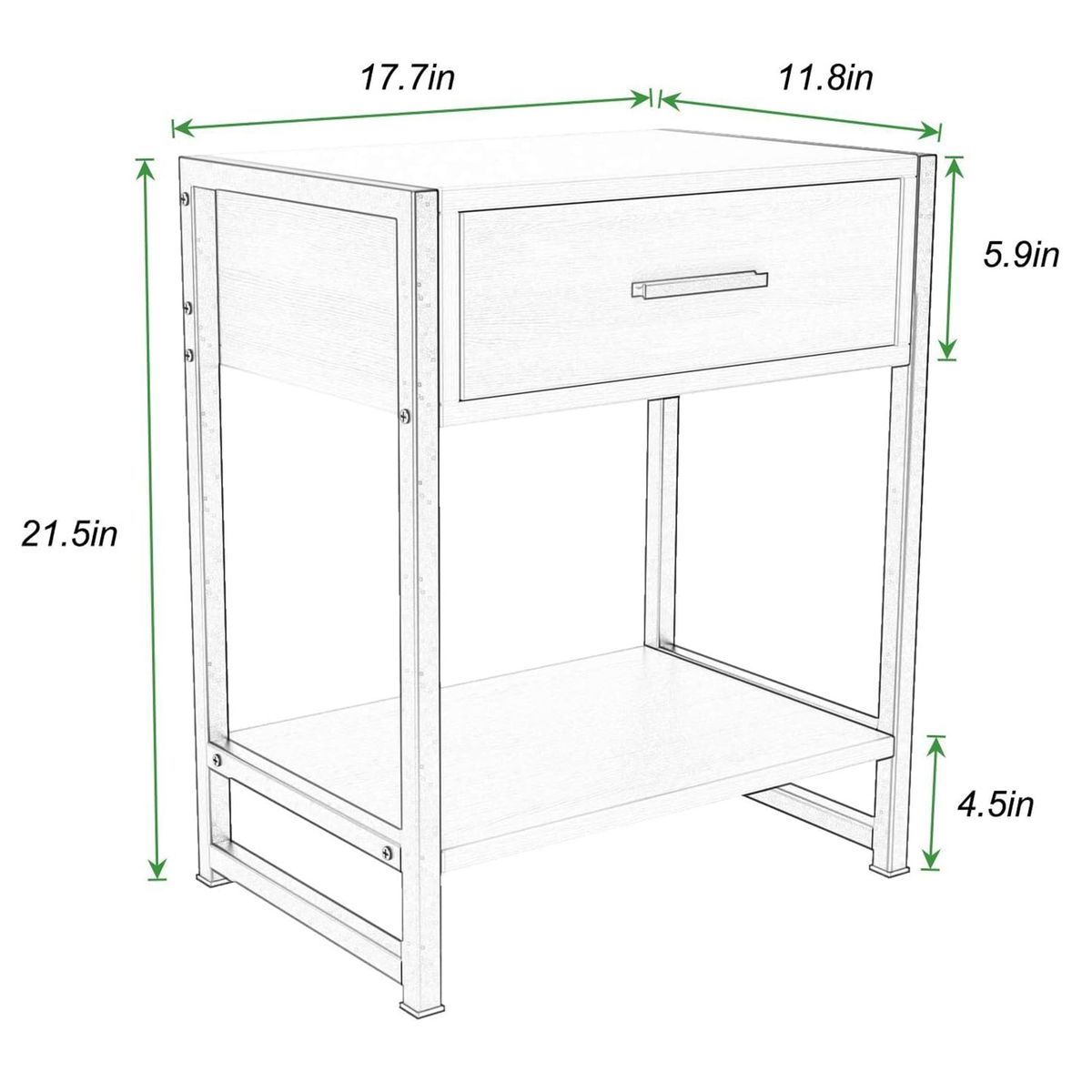 COREJOY - Mesa Lateral doble estante estilo con cajón