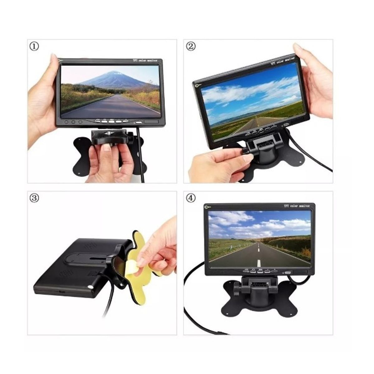 GENERICO - Pantalla Monitor 7 Ajustable Lcd Cámara Retroceso Auto 12v