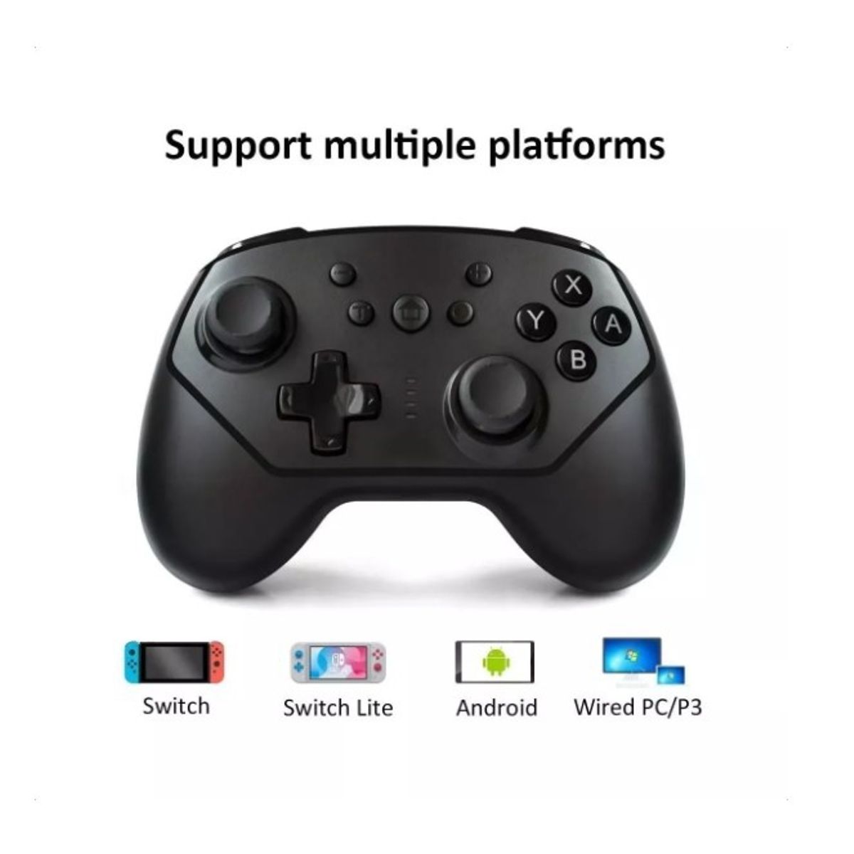 GENERICO - Control Mando Gamepad Compatible Nintendo Switch Inalámbrico Negro