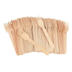 OMNIPACK - Tenedores de Madera Ecológicos 16 cm (200 Unidades)
