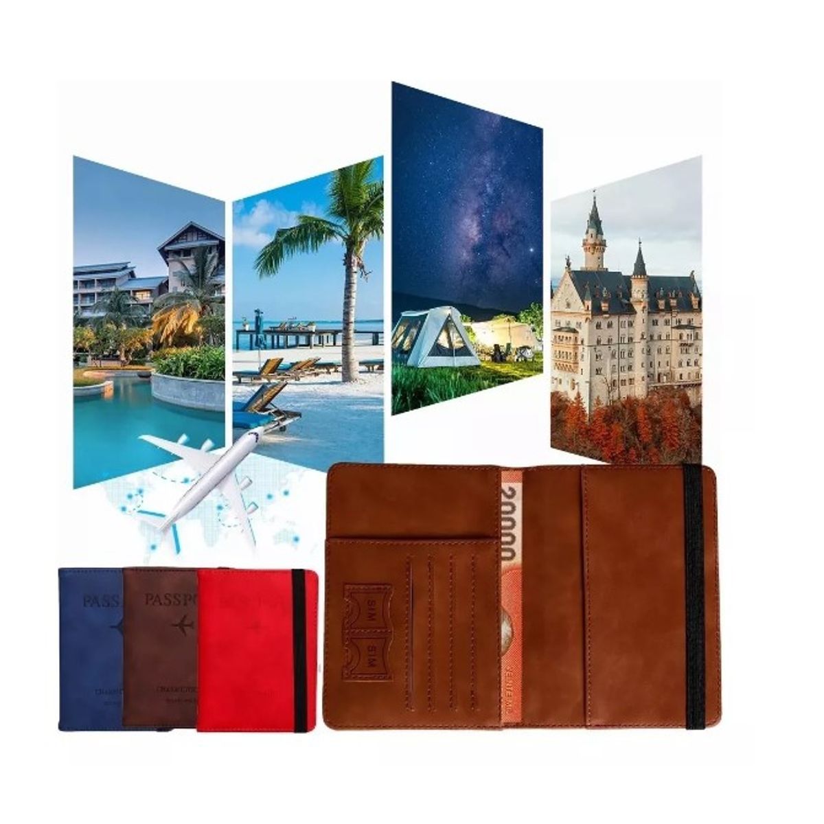 GENERICO - Porta Pasaporte Monedero Tarjetero Bolsa De Viaje Con Rfid