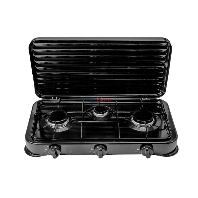 GENERICO - Cocinilla Portátil a Gas Licuado 3 Platos Cocina Negra