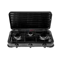 LINE - Cocinilla Portátil a Gas Licuado 3 Platos Cocina Negra