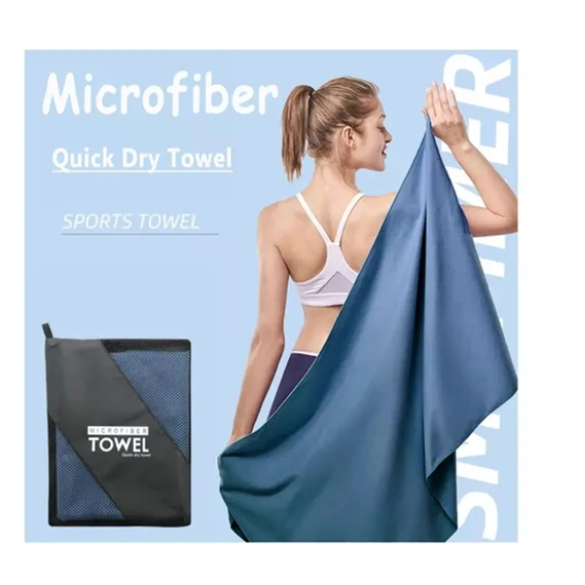 ESHOPANGIE - Toalla De Microfibra Deporte Viaje Secado Rapido 2 Und Azul