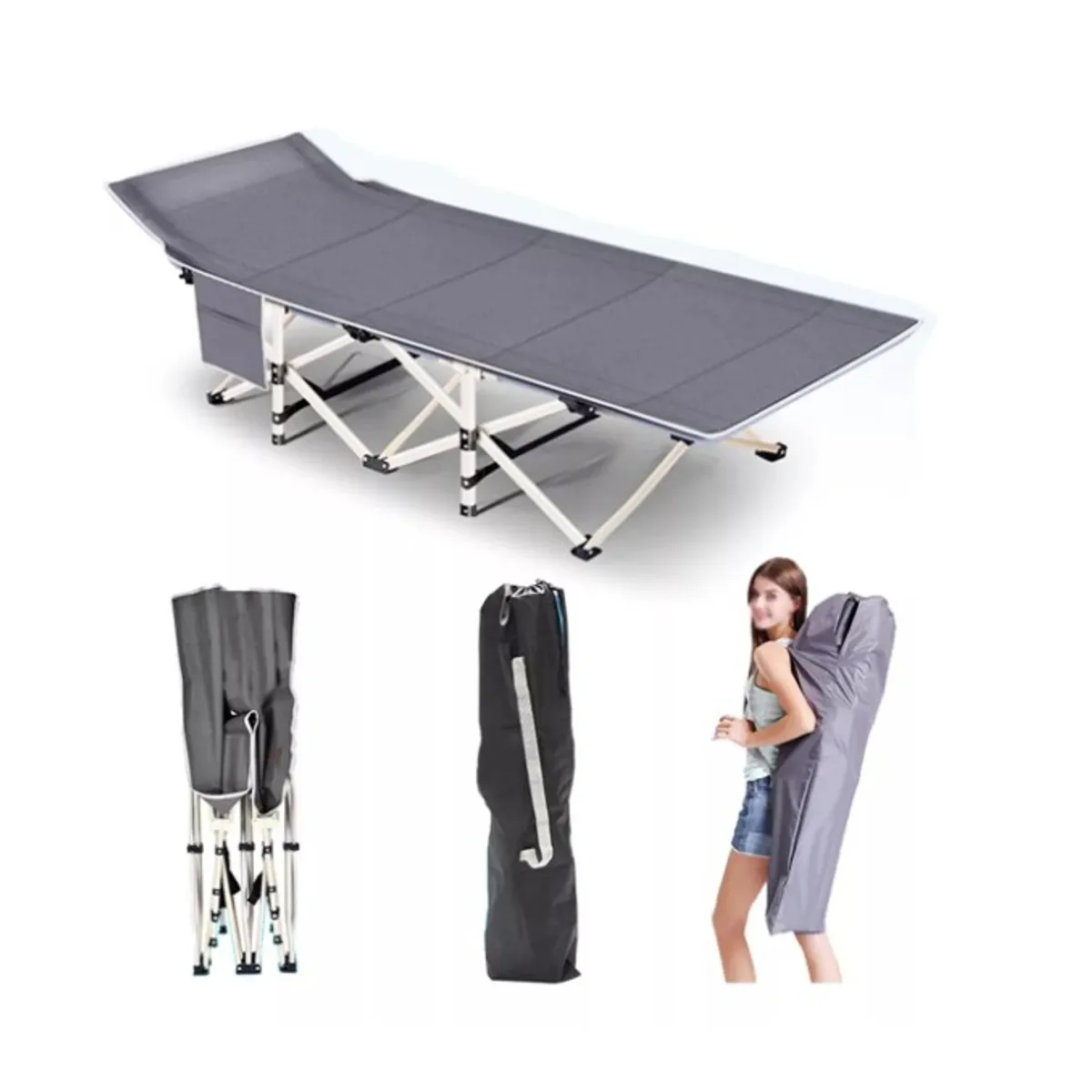 GENERICO - Portátil Catre Cama Campaña Camping Plegable + Bolsa