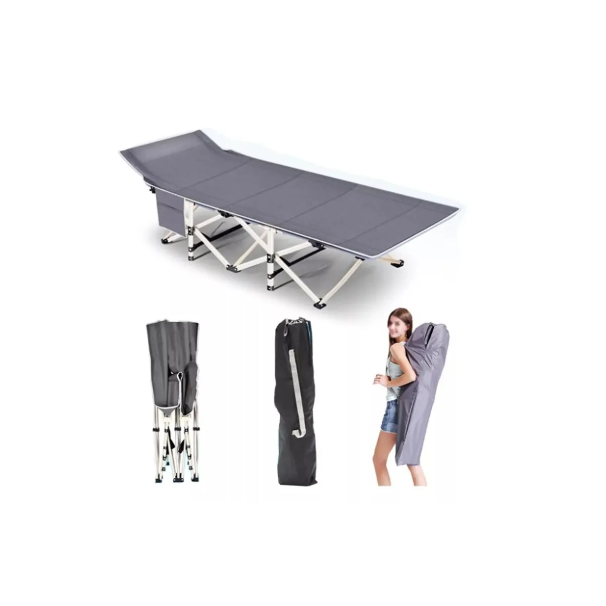 GENERICO - Portátil Catre Cama Campaña Camping Plegable + Bolsa