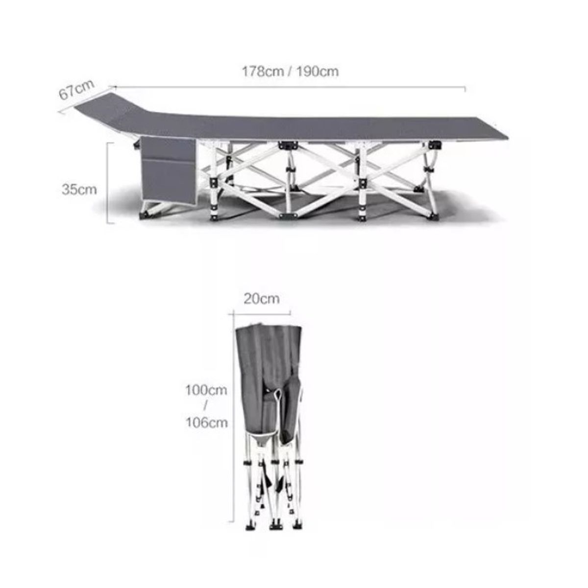 GENERICO - Portátil Catre Cama Campaña Camping Plegable + Bolsa