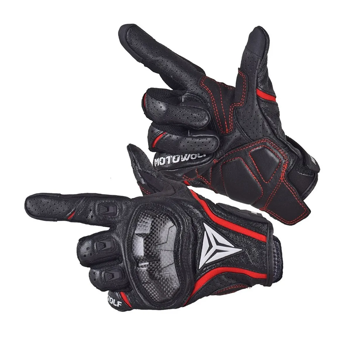 MOTOWOLF - Guantes de Cuero para motociclismo Motowolf 0305
