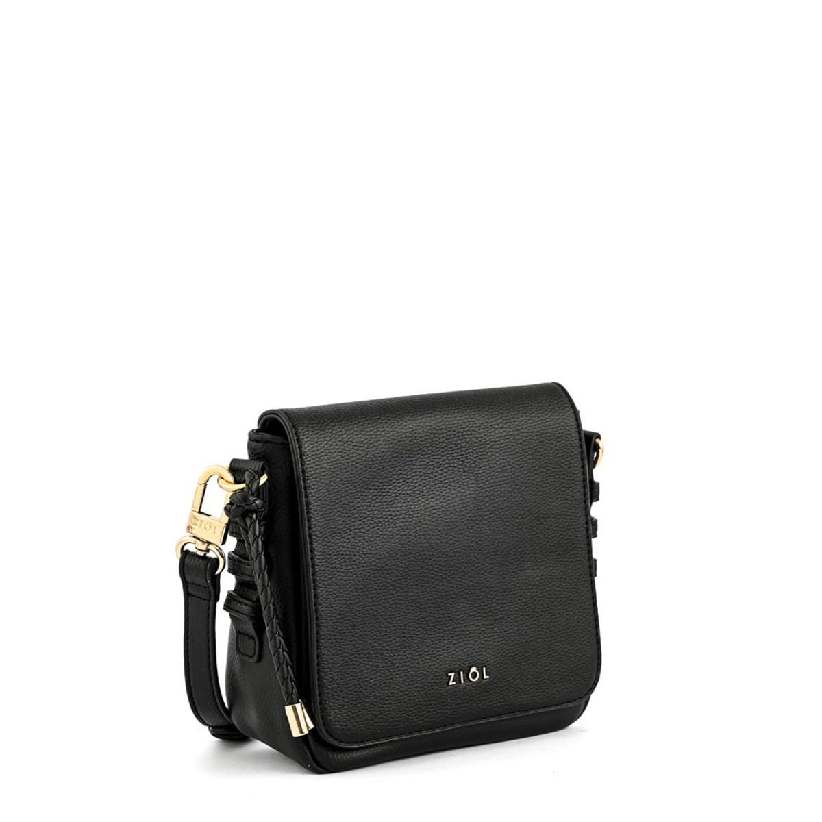 ZIOL - Cartera bandolera con tapa melchy pequeña negro