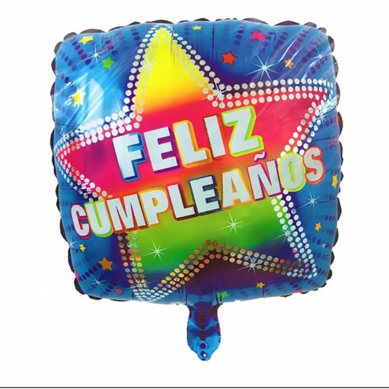 GENERICO - Globo Diseño Cuadrado Estrella - Feliz Cumpleaños