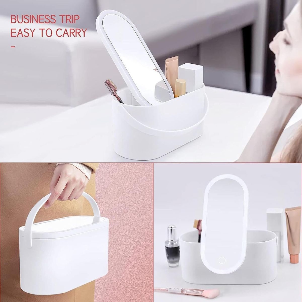 OEM - Caja Organizador De Maquillaje Portátil Con Espejo