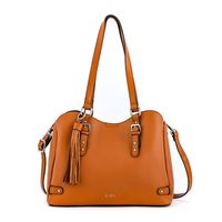 Cartera tote tres divisiones malva grande café