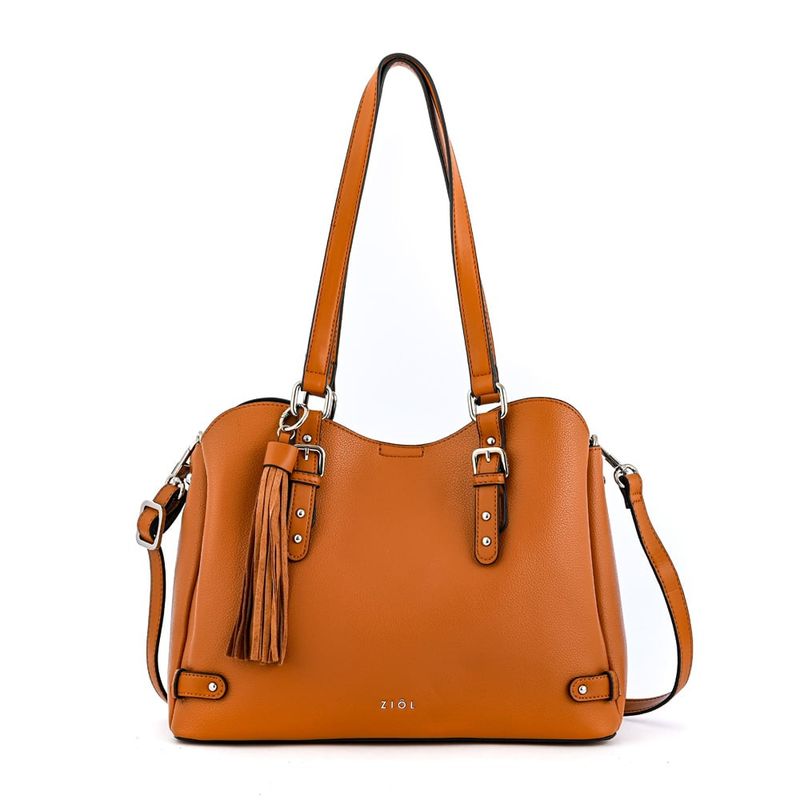 ZIOL - Cartera dos asas tres divisiones grande malva café