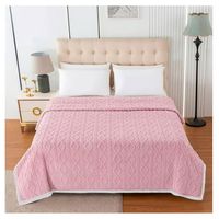 Frazada Manta Polar Sherpa Térmica 2 Plazas Trenzado Relieve Rosa