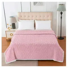 COMPRAPO - Frazada Manta Polar Sherpa Térmica 2 Plazas Trenzado Relieve Rosa