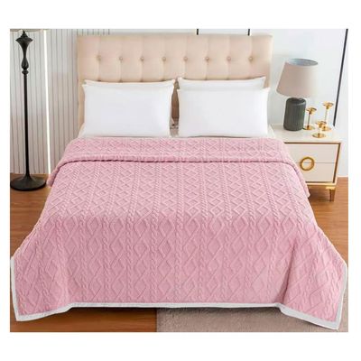 Imagen 2 del producto Frazada Manta Polar Sherpa Térmica 2 Plazas Trenzado Relieve Rosa