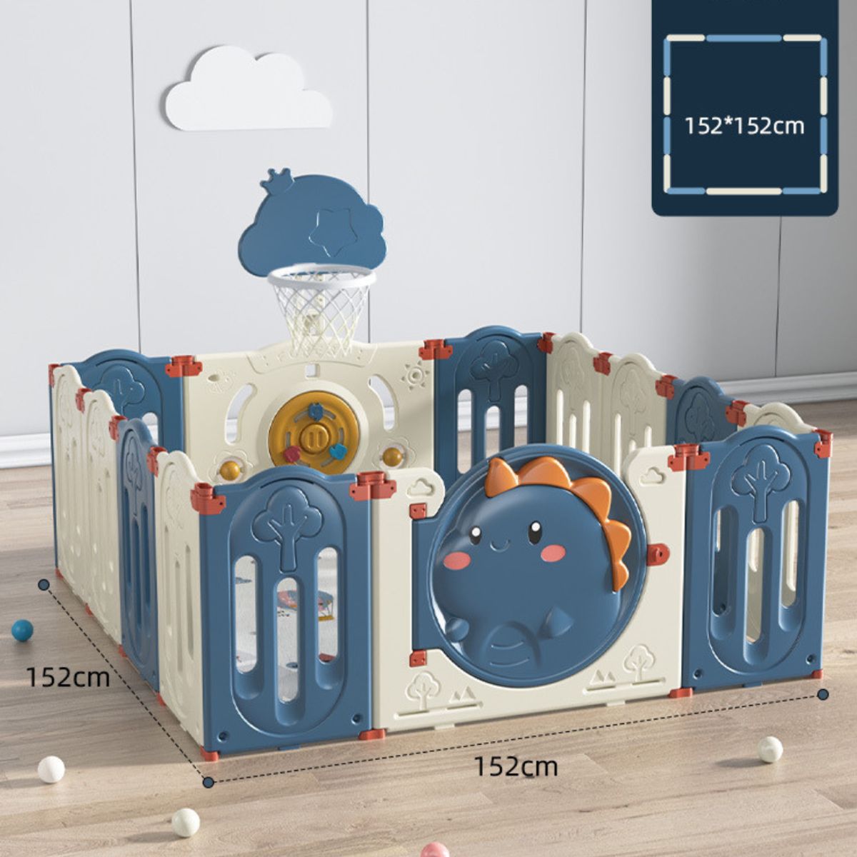 CRUSEC - Corral De Juegos Infantil Dinosaurio Plegable 152cm X 152cm