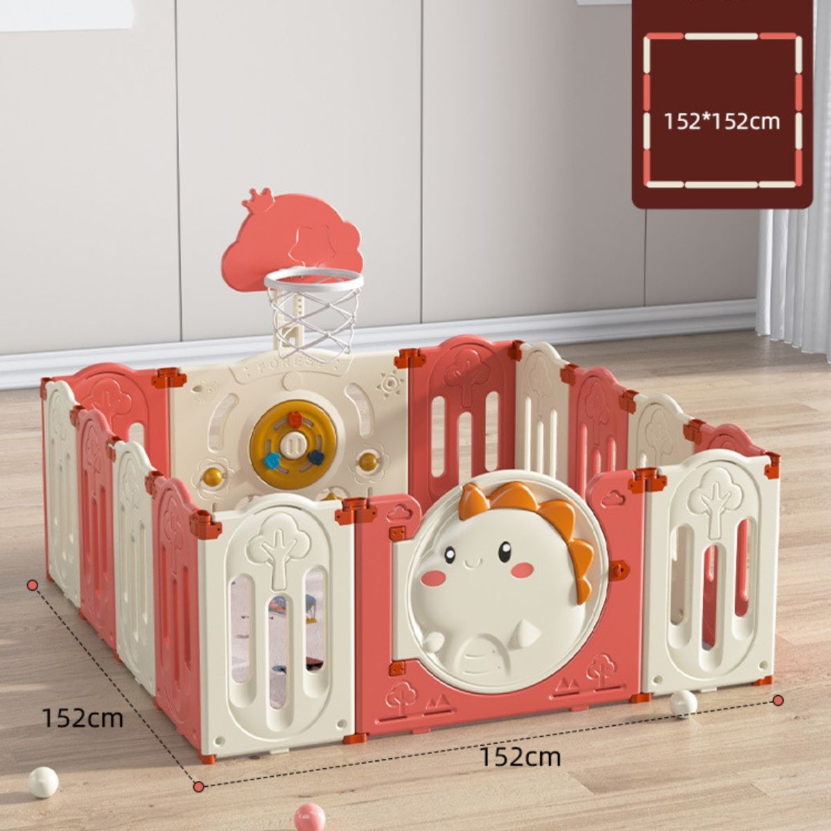 CRUSEC - Corral De Juegos Infantil Dinosaurio Plegable 152cm X 152cm