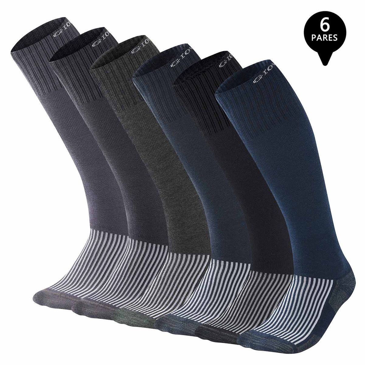 GIOVACCHINO - Pack de 6 Calcetines Compresion Bambú Fibra Cobre Hombre