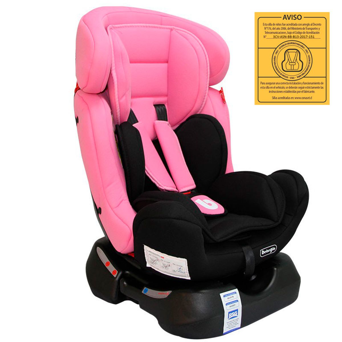 BEBEGLO - Silla de Auto Convertible 0 a 25 Kilos RS-3085 Rosado