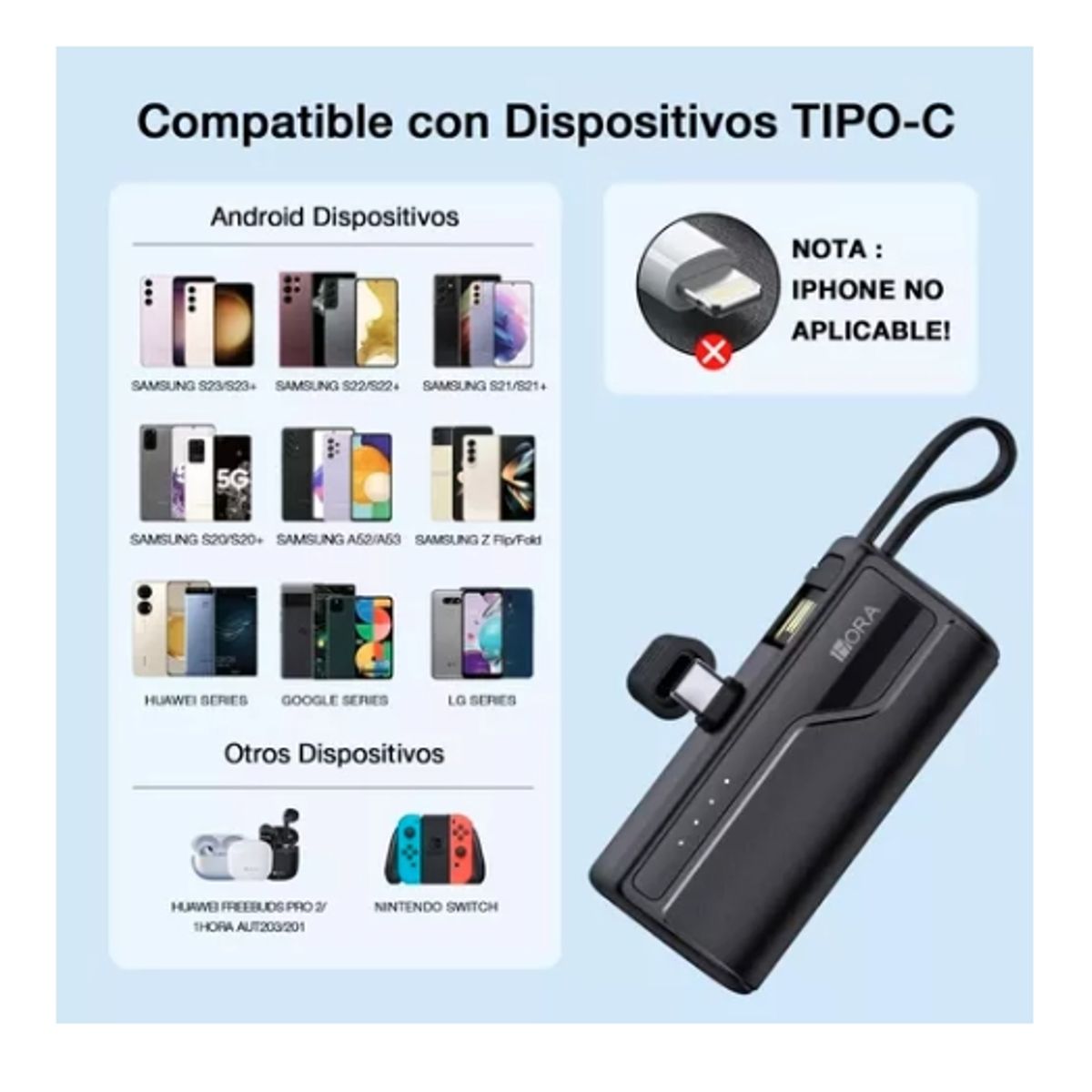 GENERICO - Mini Batería Portátil Salida Tipo C 4500mah Cargador Celular