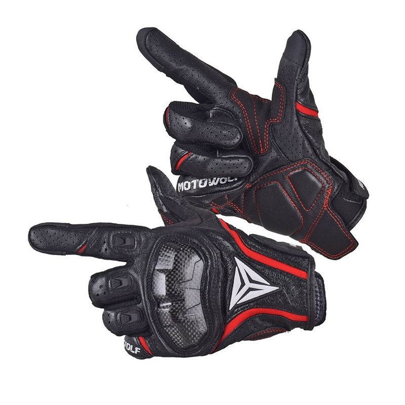 MOTOWOLF - Guantes de Cuero para motociclismo Motowolf 0305