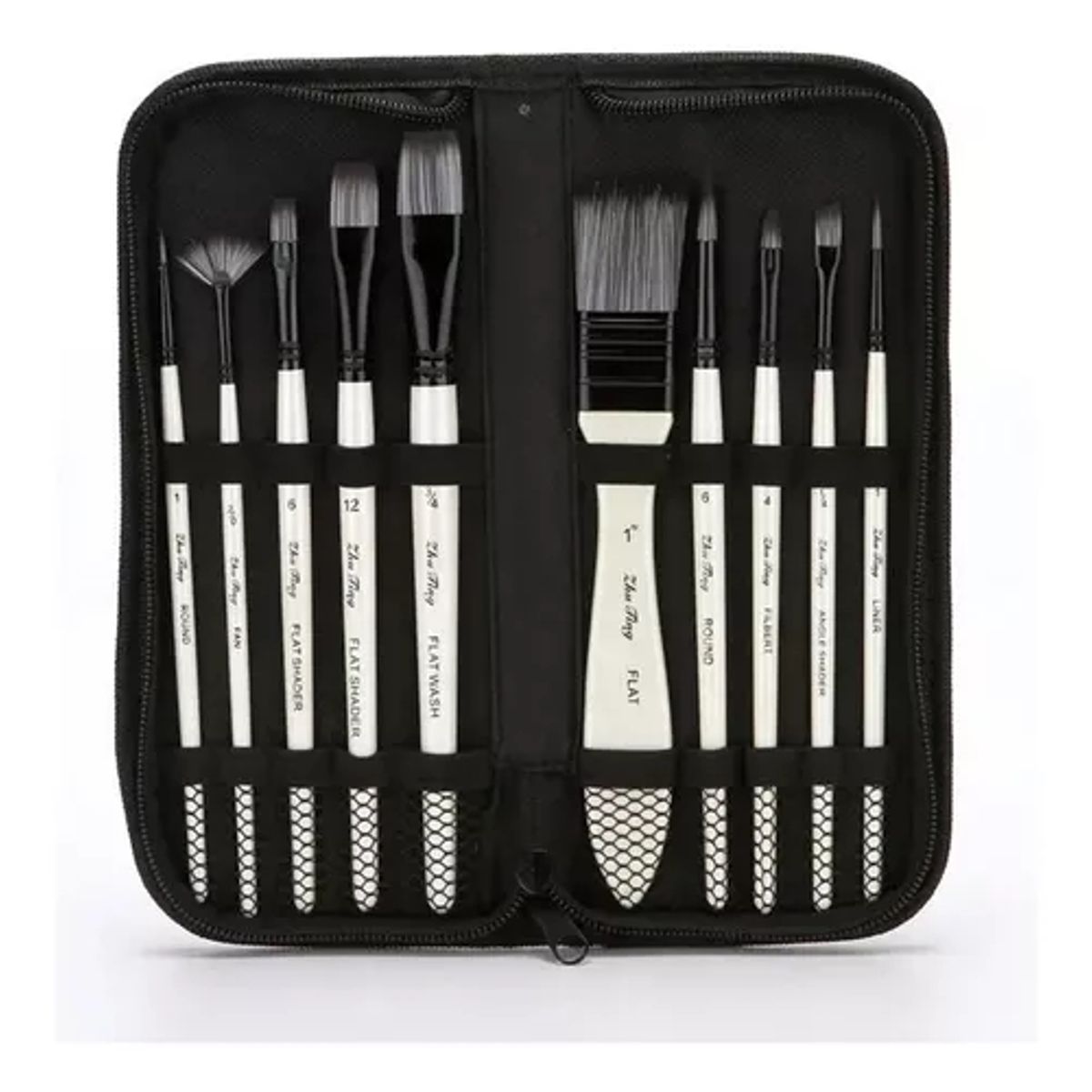 GENERICO - Set Pinceles 10 + Bolso Profesionales Óleo Acuarela Acrílico