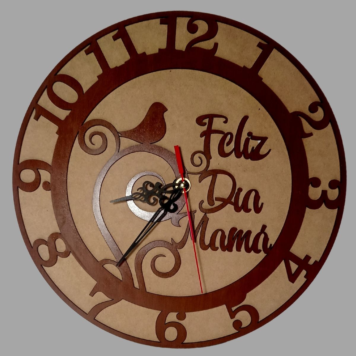 GENERICO - Reloj Artesanal Madera - Feliz Día Mamá