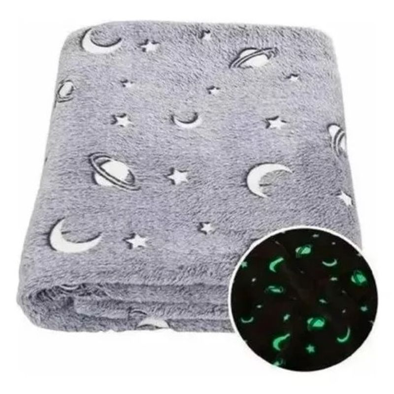 GENERICO - Manta Luminosa Extra Suave para Niños y Niñas 127 x 152 Cm Color GRIS