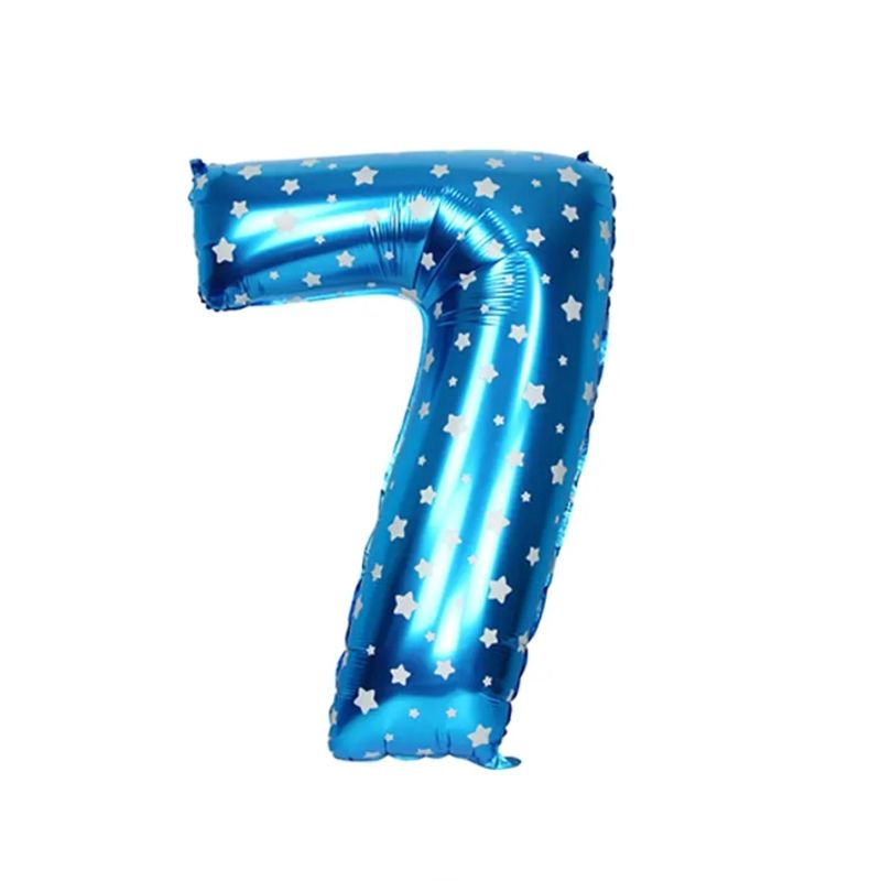 GENERICO - Globo Metalizado Azul Numero - 7