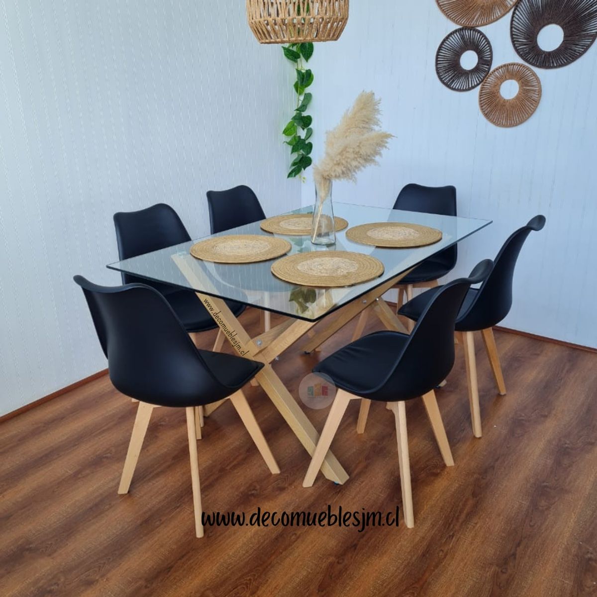 GENERICO - Comedor valencia rectangular tulip 6 puestos NEGRO