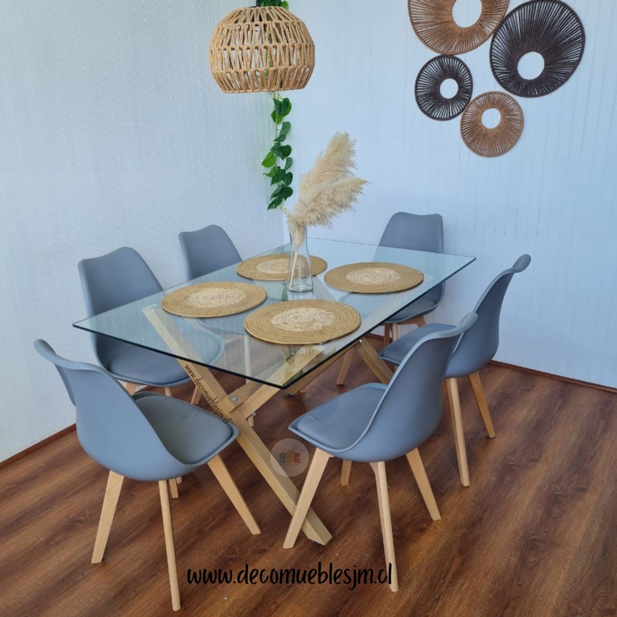 GENERICO - Comedor valencia rectangular tulip 6 puestos GRIS