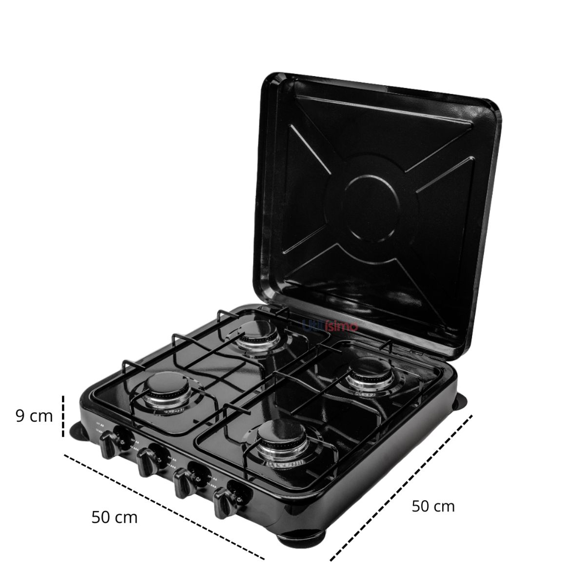 GENERICO - Cocinilla Encimera a Gas Licuado 4 Platos Negra